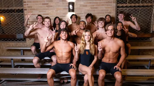 USC swimmers and divers pose during media day