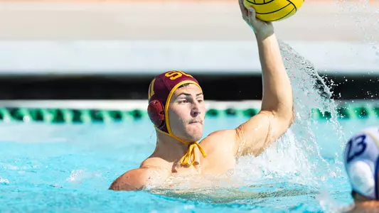 Jack Vort looks to pass in a game at Uytengsu Aquatics Center