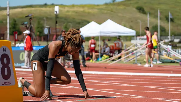 Samirah Moody at the starting line