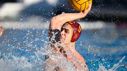 Robert López Duart takes a shot vs. Long Beach State at Uytengsu Aquatics Center