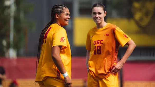Jaiden Anderson, Ines Derrien celebrate after a goal.