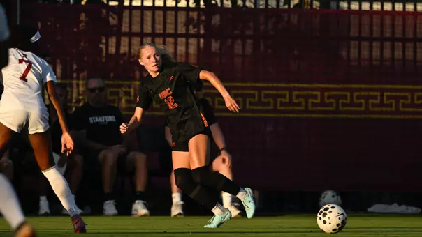 Faith George on the pitch vs Stanford University