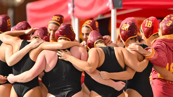 Women's Water Polo Team Huddle