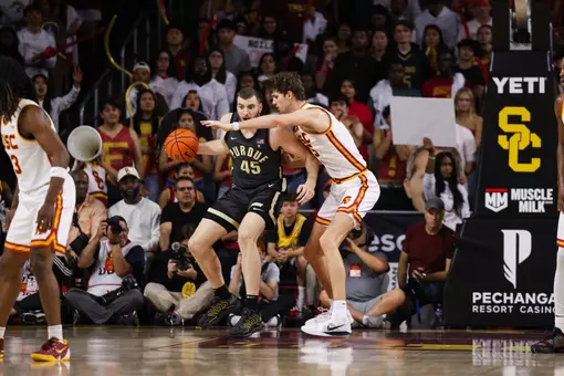 Gabe Dynes defending against Purdue