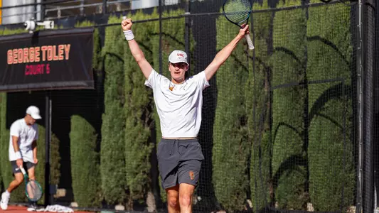 Jack Mccarthy celebrates after winning a match