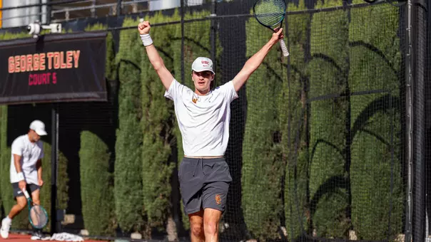 Jack Mccarthy celebrates after winning a match