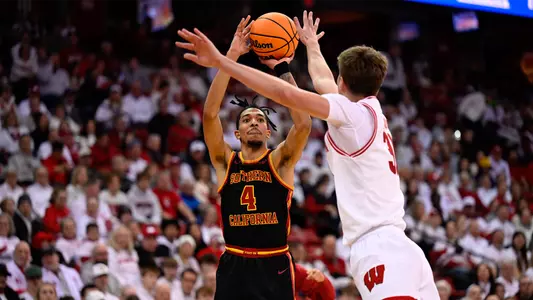 Chad Baker-Mazara shoots against Wisconsin