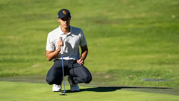 Nicolas Dominguez surveys the green during the 2026 Copper Cup