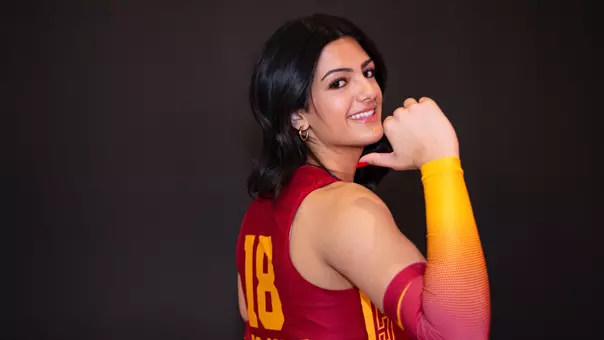 USC women's volleyball outside hitter Layli Ostovar posed recruiting photo