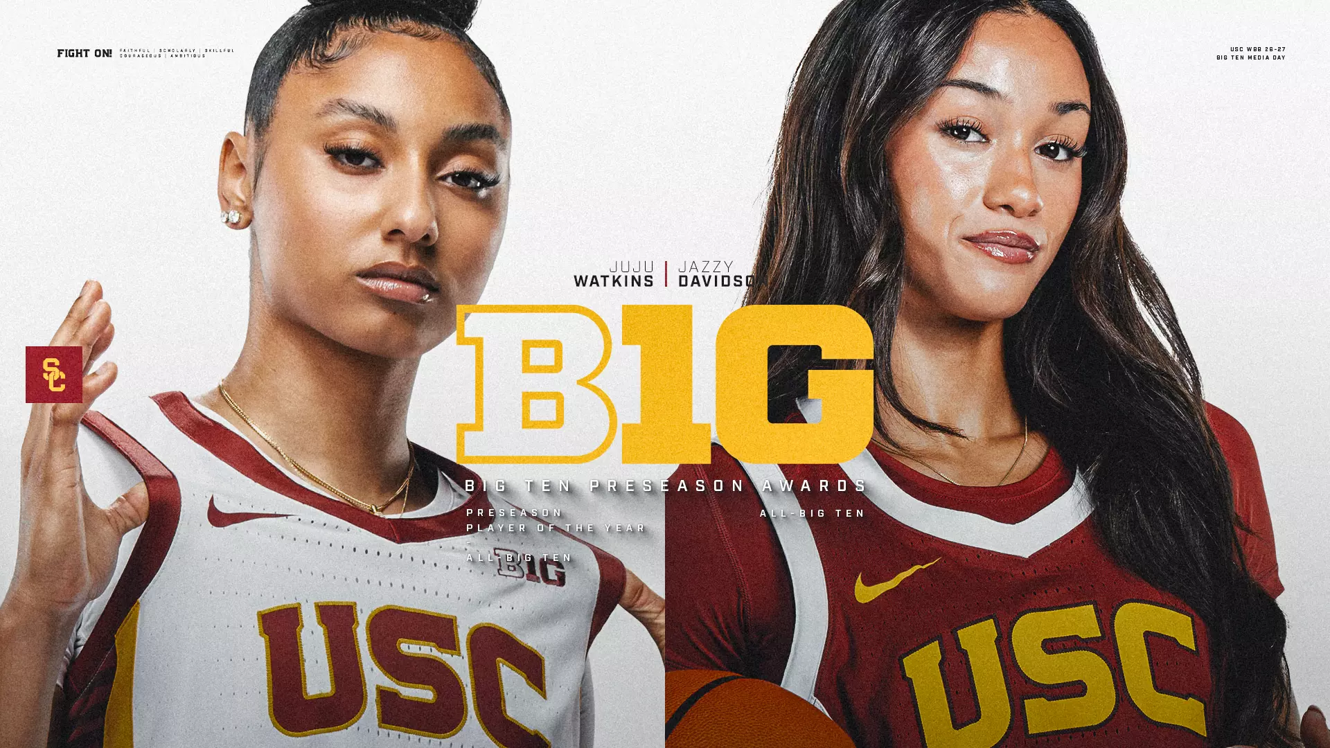 JuJu Watkins and Jazzy Davidson earn Big Ten Preseason Honors