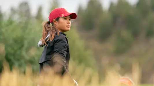 Kylie Chong looks down the fairway at the 2026 Golfweek Red Sky Classic
