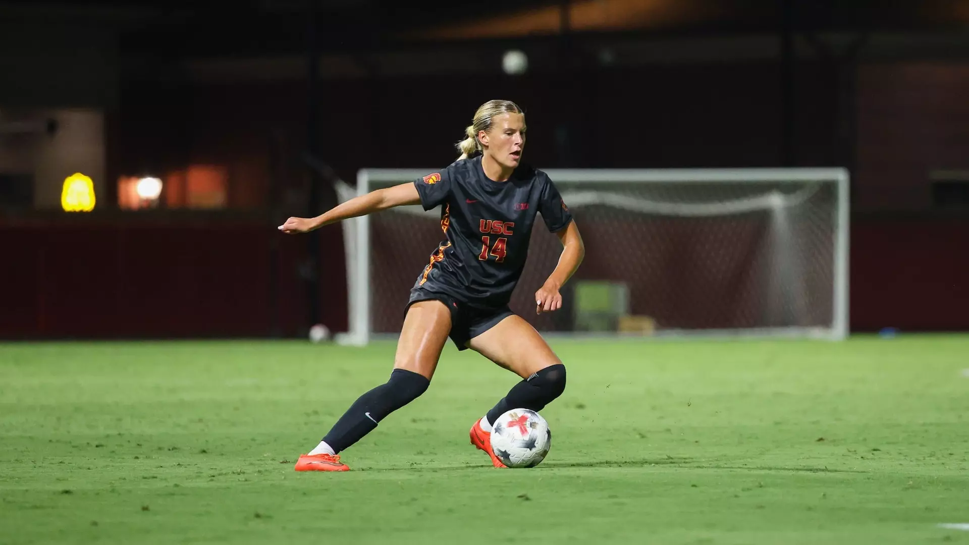 Ashley Thurk dribbles the ball at Rawlinson Stadium.