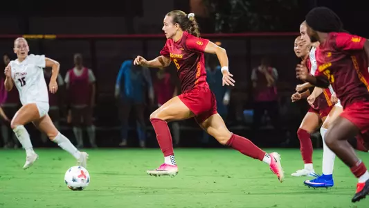 Eleanor Morrissey dribbles at home against Illinois.