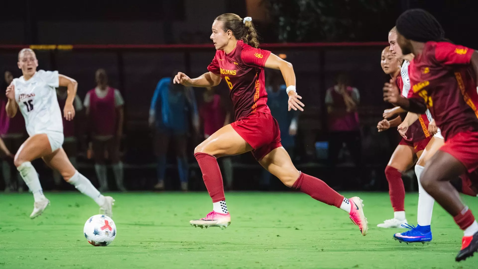 Eleanor Morrissey dribbles at home against Illinois.