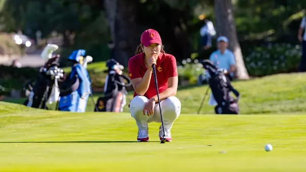Jasmine Koo surveys the green during the Therese Hession Regional Challenge
