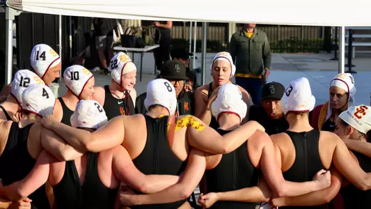 Women's Water Polo Team Huddle