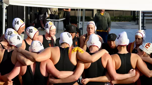 Women's Water Polo Team Huddle