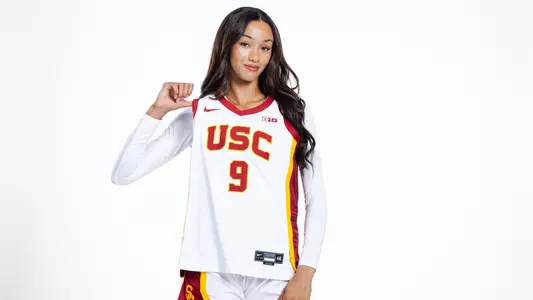 Jazzy Davidson tugs at her jersey in a posed photo