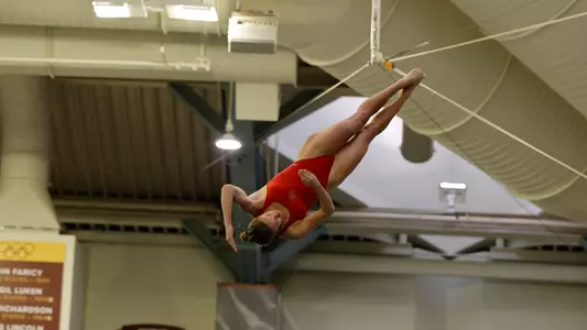 Kate Miller diving during Big Ten Championships