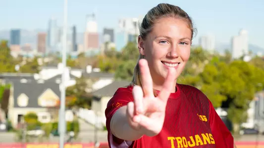 Mary Cochran poses at Rawlinson Stadium.