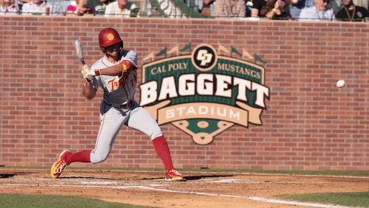 Jack Basseer hits a home run in the Trojans 16-2 win on Saturday.