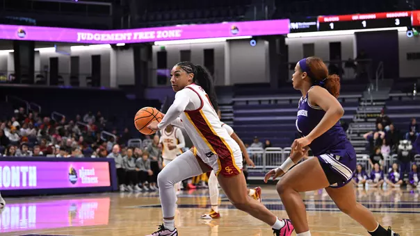 Kennedy Smith dribbles the basketball as she moves towards practice