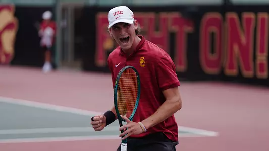 Nathan Trouve of USC celebrates with a first pump