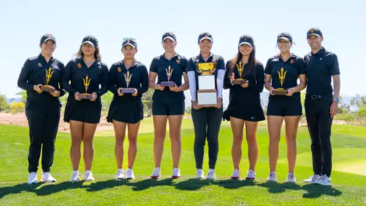 USC Women's Golf poses together after winning the 2026 PING ASU Invitational
