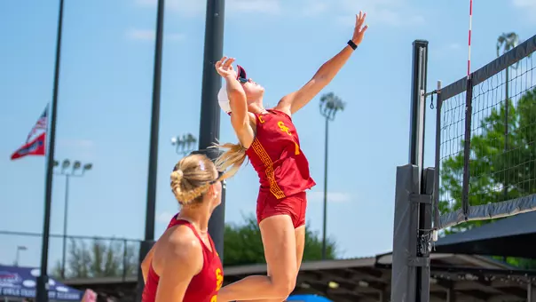 Ashley Pater hits a ball against Florida Atlantic at the Texas Invitational