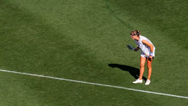 USC lacrosse defender Kate Gerrity stands at the restraining line during a game against Rutgers at Rawlinson Stadium