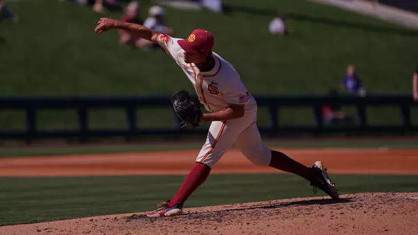 Grant Govel on the mound against Iowa.