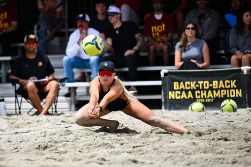 Ashley Pater digs a ball against UCLA