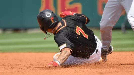 Abbrie Covarrubias sliding to steal second base