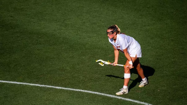 USC lacrosse attacker Reese Robinson waits to take a free-position shot in a game against Rutgers at Rawlinson Stadium