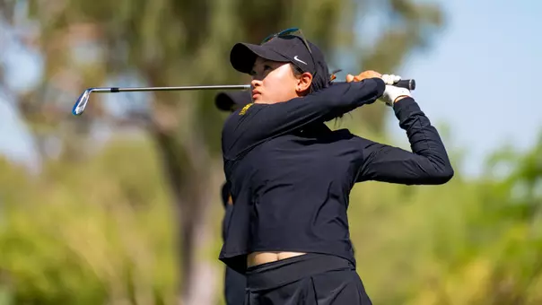 Elise Lee swings an iron at the PING ASU Invitational