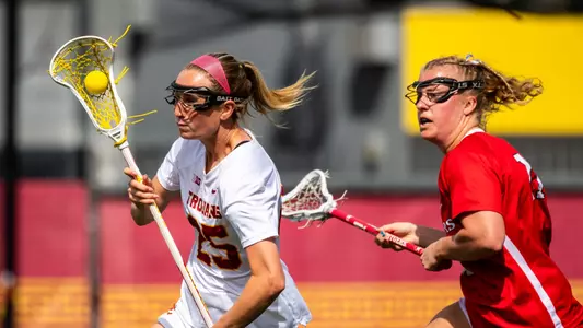 USC lacrosse senior Casey Roberts carries the ball in a game against Rutgers at Rawlinson Stadium