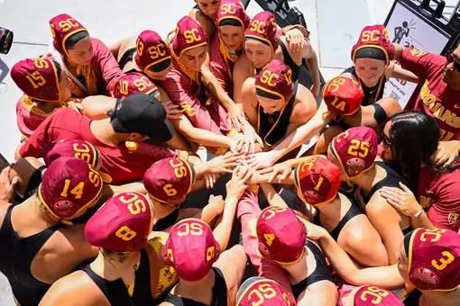 Women's Water Polo Team Huddle