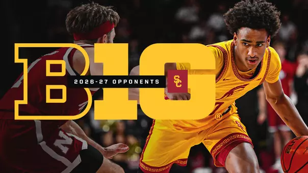 Graphic featuring Alijah Arenas that announces the men's basketball Big Ten opponents for 2026-27