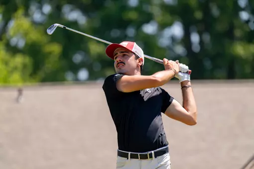 Antonio Safa swings an iron at the NCAA Winston-Salem Regional