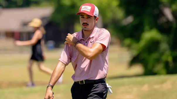 Antonio Safa walks on the green at the NCAA Winston-Salem Regional