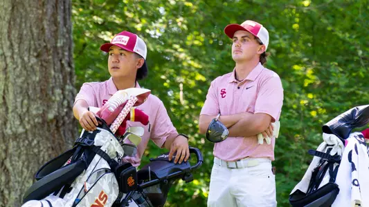 Jaden Dumdumaya and Jack Buchanan wait at the Big Ten Championships