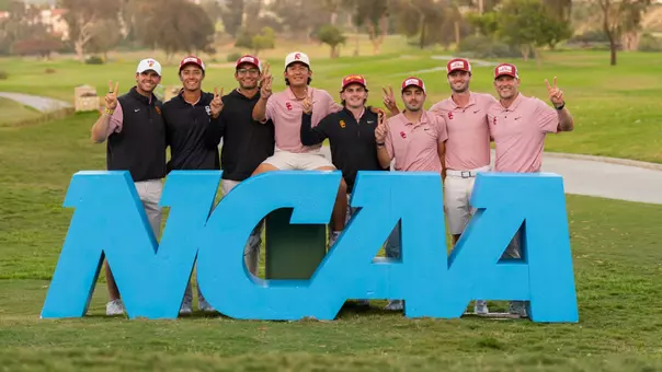 USC Men's Golf poses together after finishing the 2026 NCAA Championships