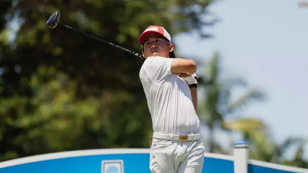 Jaden Dumdumaya tees off at the 2026 NCAA Championships