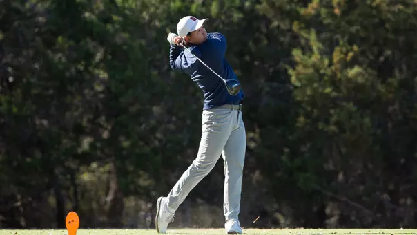 Joshua Hong tees off while playing for UTSA
