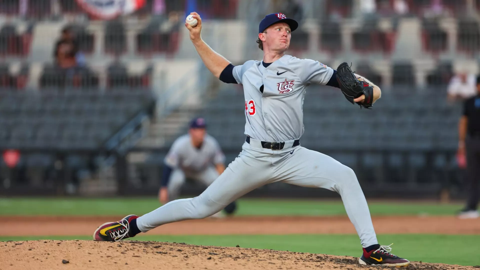 Andrew Johnson pitching for USA Baseball.