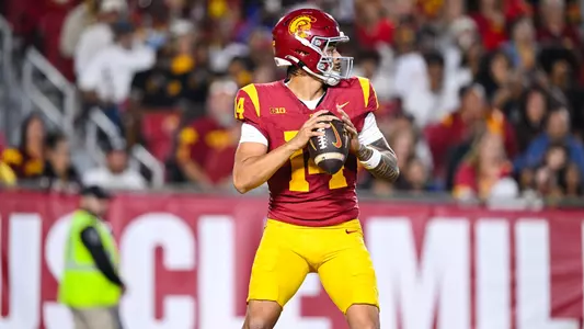 Jayden Maiava prepares to throw.