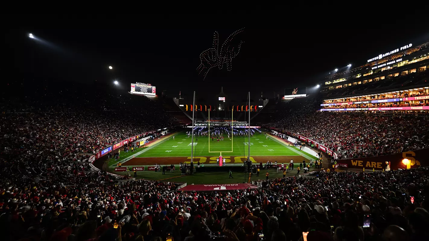 Drone show at a USC Trojans Football home game