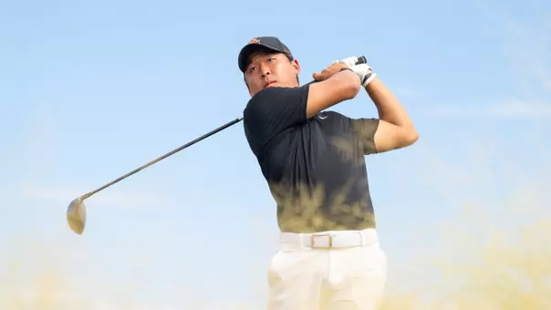 Joshua Hong tees off at the Bombs Darts Birds Collegiate