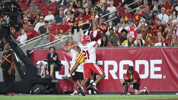 USC Trojans Football wide receiver Trent Mosley catches touchdown against Louisiana Ragin Cajuns