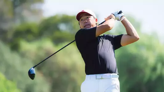 Joshua Hong tees off at the Vuori Invitational